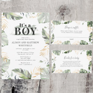 Jungle Safari Greenery Rustic Baby Shower Poster