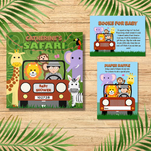 Jungle Safari Animal Baby Shower Books For Baby Enclosure Card