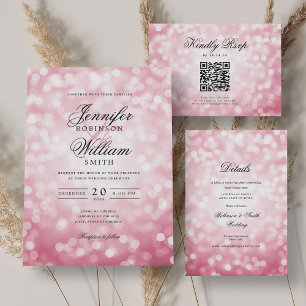 Classic Wedding Program Blush Pink Bokeh Lights