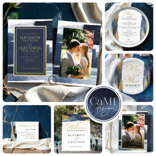 Invitations de mariage Abstraites   Photo bleue do