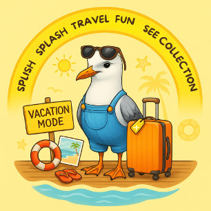 Splish Splash fun Seagull summer Hawaii greetings Classic Round Sticker