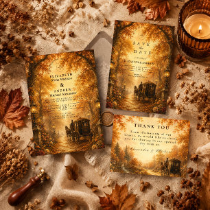 Elegant Vintage Fall Wedding RSVP Card
