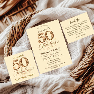 Leopard Neutral 50 & Fabulous Birthday Invitation