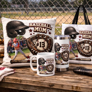 Vintage Grunge Baseball Mom Photo Gift Coffee Mug