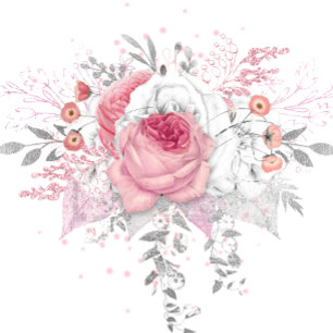 Pink and Silver Peony Florals Wedding Invitation