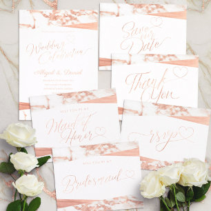 Rose Gold White Marble Custom Batchelorette Invitation