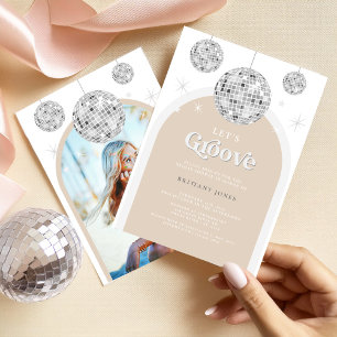 Silver Retro Disco Groovy Bridal Shower Invitation