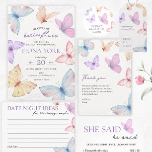Date Night Ideas Bridal Shower Game Butterfly Enclosure Card