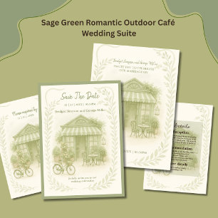 sage green romantic wedding outdoor save the date invitation