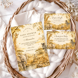 Timeless Gold Safari Boy Baby Shower Invitation