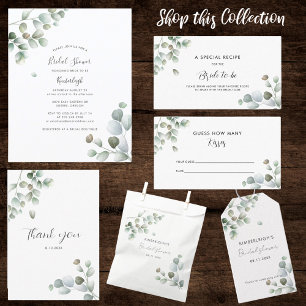 Eucalyptus Leaves Script Minimal Bridal Shower Paper Cups