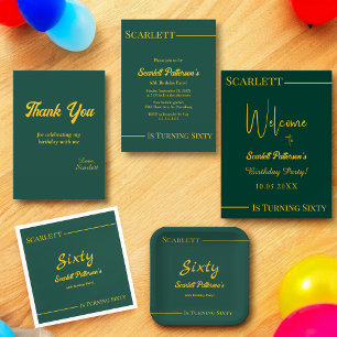 Elegant Chic Green And Gold Luxury 60th Birthday Invitation