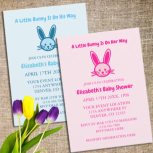 A Little Bunny Is On Her Way Baby Shower Invitation