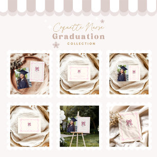  Nurse Coquette Pink Bow Elegant Graduation Invitation