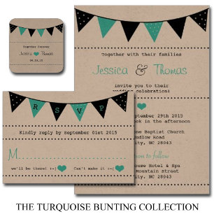 Invitation La collection moderne de Mariages Bunting Turquois