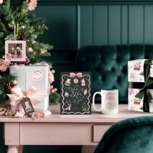 Merry & Pink Classic Christmas Retro Pink Santa Foil Prints