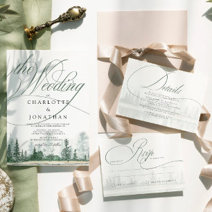Rustic Mountain Forest Watercolor Wedding Favours Can Cooler