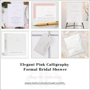 Elegant Pink Calligraphy Recipe Binder