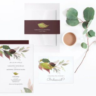 Watercolor Leaves Autumn Marriage Invitation