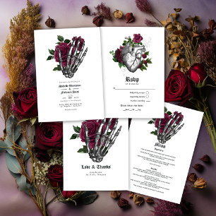 Whimsical Burgundy Gothic Wedding Thank You Card