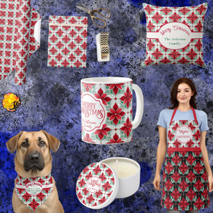 Modern Poinsettia pattern christmas chef Apron