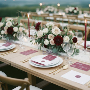 Wedding Simple Modern Burgundy  Invitation