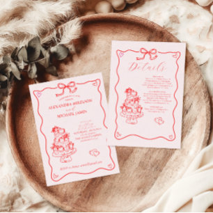 Whimsical Retro Doodle Art Wedding Save The Date