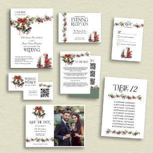 Winter Wedding Holly and Candles RSVP Card
