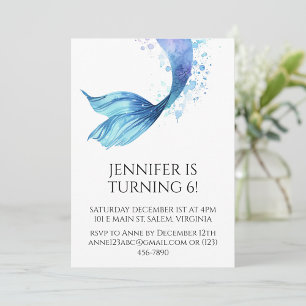 mermaid Tail Birthday Under the Sea  Thank You Card