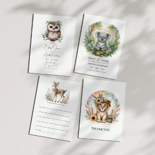 Boho Chic Woodland Koala Baby Shower Save The Date