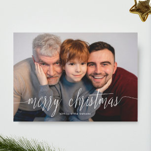 Overlay White Merry Christmas Holiday Photo Card