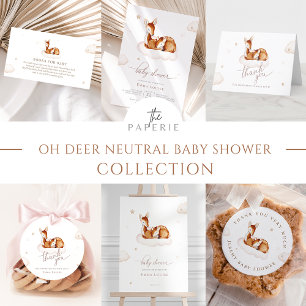 Oh Deer Gender Neutral Watercolor Baby Shower  Invitation