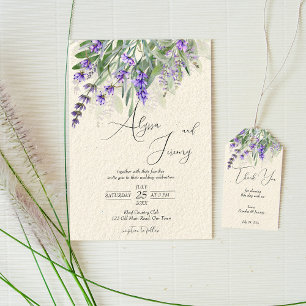 Lavender rustic countryside vintage wedding QR  Invitation