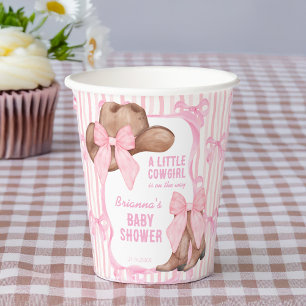 Cowgirl pink bow ribbon girls baby shower favour classic round sticker