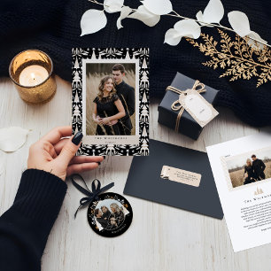  Elegant Evergreen Trees & Floral Christmas Party Invitation