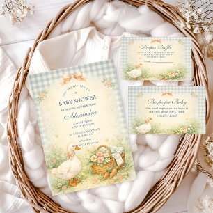 Pastel Silly Goose Farm Baby Shower Invitation