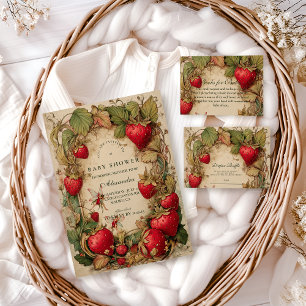 Vintage Strawberry Garden Baby Shower Napkin