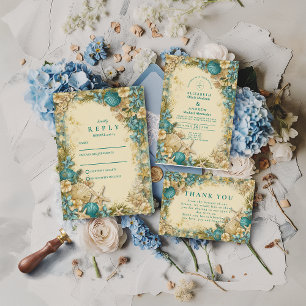 Soft Blush Seashell Floral Wedding Save The Date