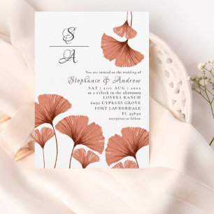 Papier Budget Terracotta Ginkgo Faire-part de mariage feu