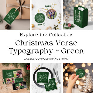 Green Christian Christmas Typography Holiday Photo Ceramic Ornament