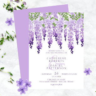Save The Date Photo Watercolor Wisteria Floral Script Mariage