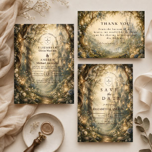 Invitation Mariage Fantastique en Forêt Enchantée