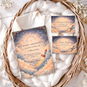 Neutral Space Rocket Stars Baby Shower Napkin