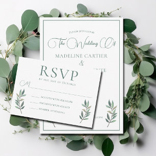 Invitation Elégant vert Eucalyptus Feuille Mariage de automne
