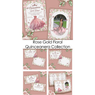 Elegant Watercolor Floral Blush Pink Quinceanera Save The Date