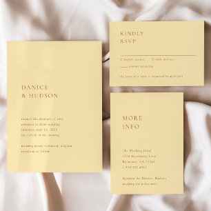 Minimalist Butter Yellow Modern Wedding RSVP Card