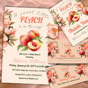 A Sweet Little Peach Summer Floral Baby Shower Napkin