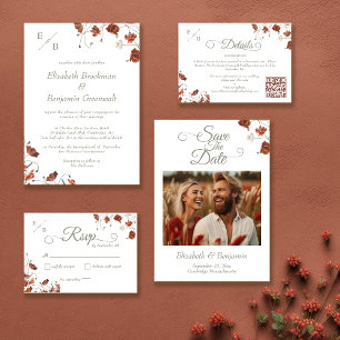 Elegant Aesthetic Terracotta Wildflowers Wedding Save The Date