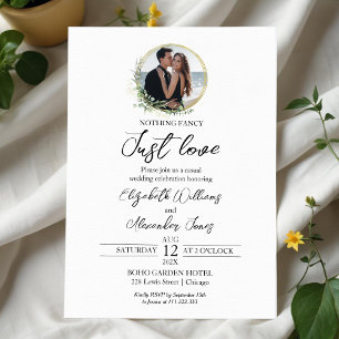 Nothing Fancy Just Love Monogram Photo Wedding Invitation