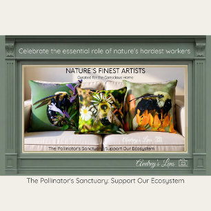 Bumblebee on Butterfly Weed Throw Pillow